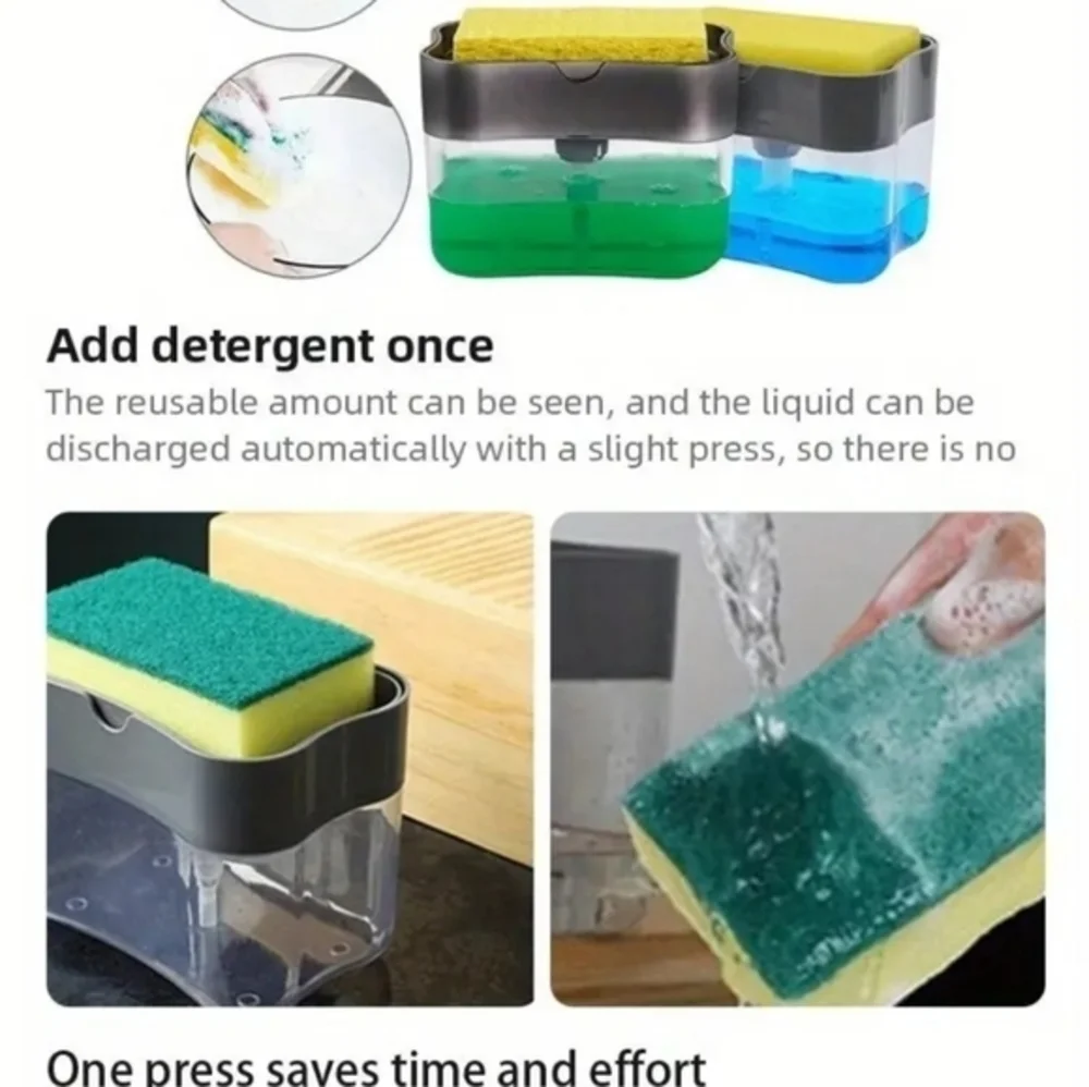 Press Sponge Dishwashing Soap Dispenser Gray‎